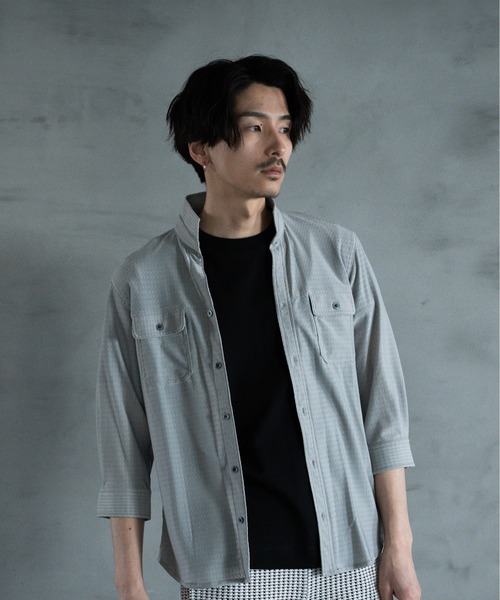 RATTLE TRAP(ラトルトラップ)の「スタンドカラー BDUミリタリーシャツ 3/4スリーブVer.(シャツ/ブラウス・メンズ・ブラック/ライトグレー/グレイッシュベージュ・LL/L/M)」の1枚目の写真