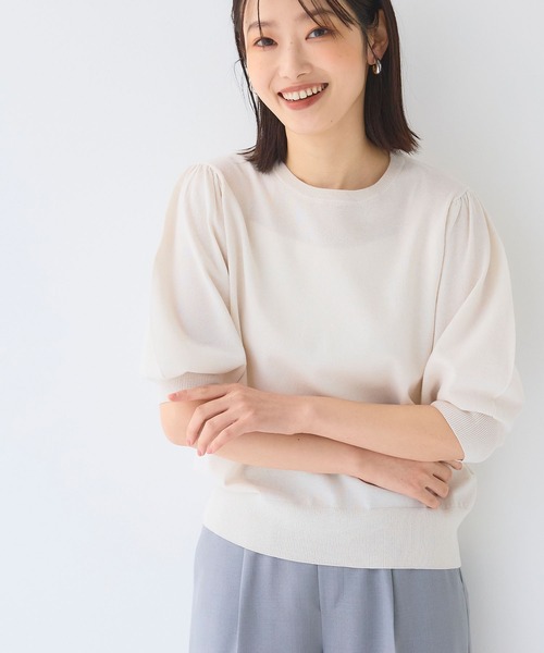 セール】《洗える》サマナチュラ パフスリーブ半袖ニット【CF