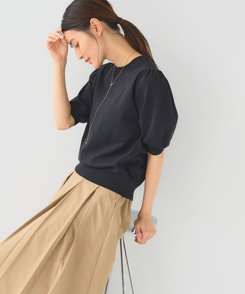 CROSS FUNCTION（クロスファンクション）の「《洗える》サマナチュラ パフスリーブ半袖ニット【CF/クロスファンクション】（ニット/セーター・レディース・アイボリー/サックスブルー/ブラック・LL/L/M）」の20枚目の写真