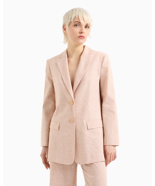 美品　アルマーニコレツィオーニ　ラビットファージャケット　ピンク系　42(XL) 新品 アルマーニ 希少サイズ 本革レザージャケット リアルファー