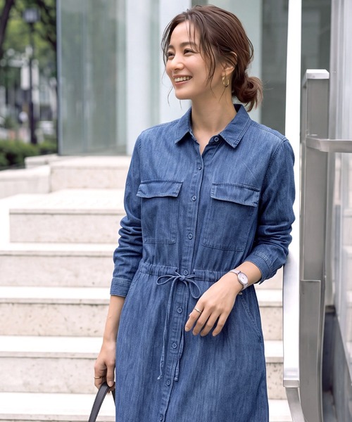 STYLE DELI(スタイルデリ)の「【LUXE】ダンガリーデニムシャツワンピース(ワンピース・レディース・ブルー・S-M/M-L)」の5枚目の写真