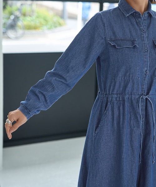 STYLE DELI(スタイルデリ)の「【LUXE】ダンガリーデニムシャツワンピース(ワンピース・レディース・ブルー・S-M/M-L)」の8枚目の写真