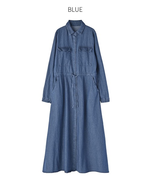 STYLE DELI(スタイルデリ)の「【LUXE】ダンガリーデニムシャツワンピース(ワンピース・レディース・ブルー・S-M/M-L)」の10枚目の写真