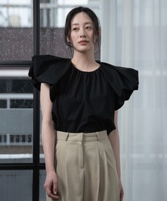 ETRE TOKYO スキッパーギャザーバルーンブラウス ブラック セール】【ZOZO限定カラー】スキッパーギャザーバルーンブラウス