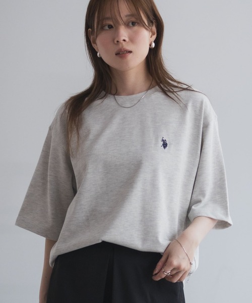 U.S. POLO ASSN.(ユーエスポロアッスン)の「【U.S. POLO ASSN./ユーエスポロアッスン】オーバーサイズワンポイントクルーネックTシャツ(Tシャツ/カットソー・レディース・ブラック/杢グレー/ネイビー/ホワイト・M/L/XL)」の3枚目の写真