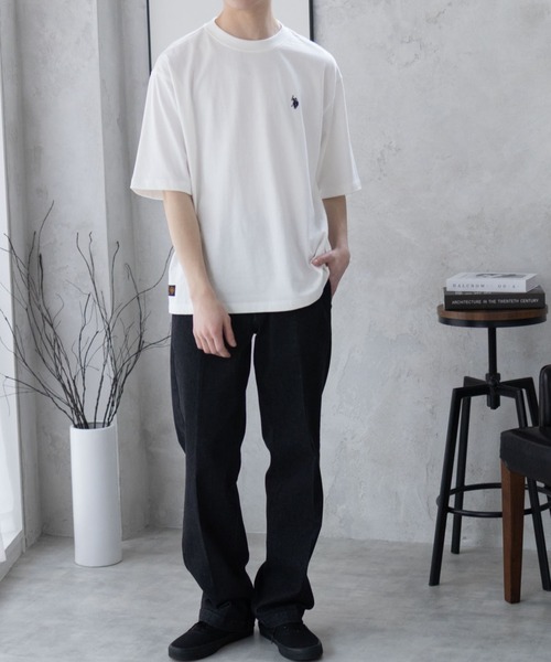 U.S. POLO ASSN.(ユーエスポロアッスン)の「【U.S. POLO ASSN./ユーエスポロアッスン】オーバーサイズワンポイントクルーネックTシャツ(Tシャツ/カットソー・レディース・ブラック/杢グレー/ネイビー/ホワイト・M/L/XL)」の5枚目の写真