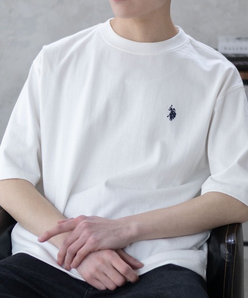 U.S. POLO ASSN.(ユーエスポロアッスン)の「【U.S. POLO ASSN./ユーエスポロアッスン】オーバーサイズワンポイントクルーネックTシャツ(Tシャツ/カットソー・レディース・ブラック/杢グレー/ネイビー/ホワイト・M/L/XL)」の6枚目の写真