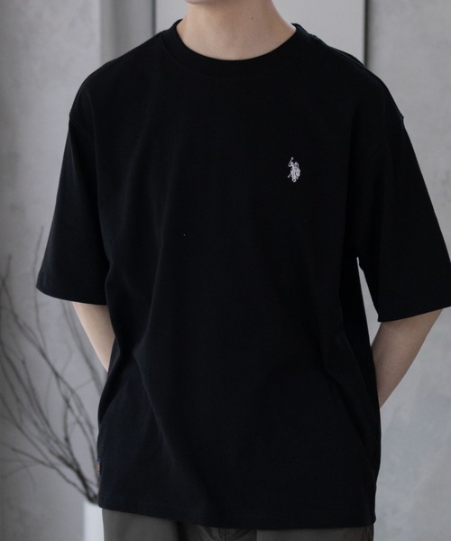 U.S. POLO ASSN.(ユーエスポロアッスン)の「【U.S. POLO ASSN./ユーエスポロアッスン】オーバーサイズワンポイントクルーネックTシャツ(Tシャツ/カットソー・レディース・ブラック/杢グレー/ネイビー/ホワイト・M/L/XL)」の11枚目の写真