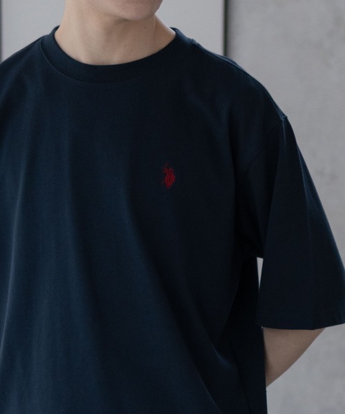 U.S. POLO ASSN.(ユーエスポロアッスン)の「【U.S. POLO ASSN./ユーエスポロアッスン】オーバーサイズワンポイントクルーネックTシャツ(Tシャツ/カットソー・レディース・ブラック/杢グレー/ネイビー/ホワイト・M/L/XL)」の21枚目の写真