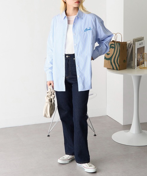 Arnie Arnold Palmer(アーニーアーノルドパーマー)の「【Arnie Arnold Palmer】8951579 ブロードストライプシャツ(シャツ/ブラウス・レディース・チャコールグレー/ブルー/ベージュ・M/L)」の5枚目の写真