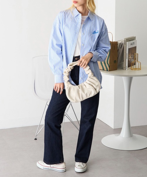 Arnie Arnold Palmer(アーニーアーノルドパーマー)の「【Arnie Arnold Palmer】8951579 ブロードストライプシャツ(シャツ/ブラウス・レディース・チャコールグレー/ブルー/ベージュ・M/L)」の6枚目の写真