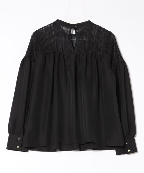 m.f.editorial(エムエフエディトリアル)の「【ハンドウォッシャブル】m.f.エディトリアル レディース レースサテン 長袖プルオーバーブラウス(シャツ/ブラウス・レディース・ブラック/ホワイト・LARGE/MEDIUM)」の3枚目の写真