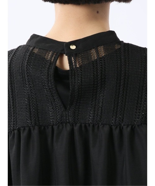 m.f.editorial(エムエフエディトリアル)の「【ハンドウォッシャブル】m.f.エディトリアル レディース レースサテン 長袖プルオーバーブラウス(シャツ/ブラウス・レディース・ブラック/ホワイト・LARGE/MEDIUM)」の20枚目の写真