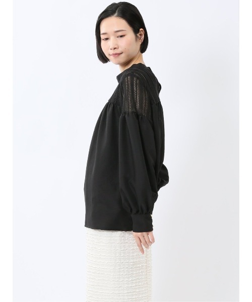 m.f.editorial(エムエフエディトリアル)の「【ハンドウォッシャブル】m.f.エディトリアル レディース レースサテン 長袖プルオーバーブラウス(シャツ/ブラウス・レディース・ブラック/ホワイト・LARGE/MEDIUM)」の12枚目の写真