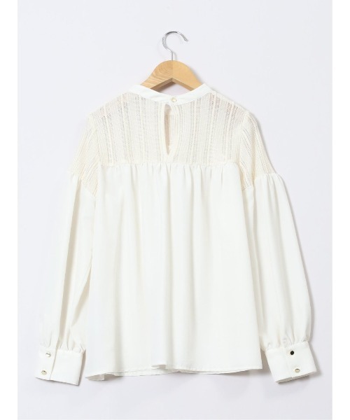 m.f.editorial(エムエフエディトリアル)の「【ハンドウォッシャブル】m.f.エディトリアル レディース レースサテン 長袖プルオーバーブラウス(シャツ/ブラウス・レディース・ブラック/ホワイト・LARGE/MEDIUM)」の8枚目の写真