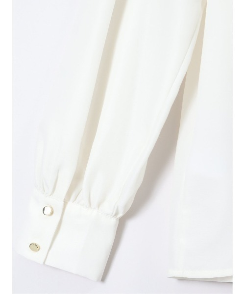 m.f.editorial(エムエフエディトリアル)の「【ハンドウォッシャブル】m.f.エディトリアル レディース レースサテン 長袖プルオーバーブラウス(シャツ/ブラウス・レディース・ブラック/ホワイト・LARGE/MEDIUM)」の6枚目の写真