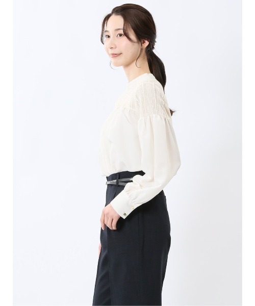 m.f.editorial(エムエフエディトリアル)の「【ハンドウォッシャブル】m.f.エディトリアル レディース レースサテン 長袖プルオーバーブラウス(シャツ/ブラウス・レディース・ブラック/ホワイト・LARGE/MEDIUM)」の21枚目の写真