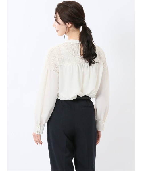 m.f.editorial(エムエフエディトリアル)の「【ハンドウォッシャブル】m.f.エディトリアル レディース レースサテン 長袖プルオーバーブラウス(シャツ/ブラウス・レディース・ブラック/ホワイト・LARGE/MEDIUM)」の22枚目の写真