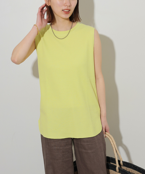 JOURNAL STANDARD relume(ジャーナルスタンダード レリューム)の「《追加》TCワッフルノースリーブ(Tシャツ/カットソー・レディース・ホワイト/ストーン/ブラック/イエロー・FREE)」の6枚目の写真