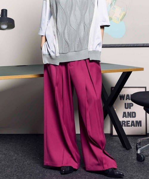 ち*お様 メゾンスペシャル ウールミックスダブルクロスボックスタックワイドパンツ MAISON SPECIAL（メゾンスペシャル）の「《UNISEX》Wool Mixed