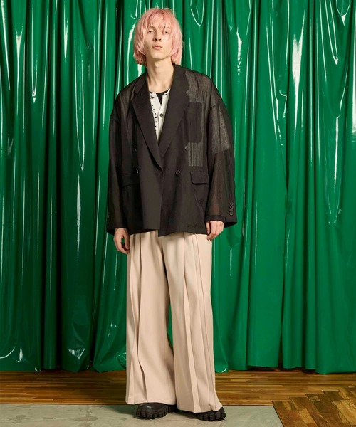 ち*お様 メゾンスペシャル ウールミックスダブルクロスボックスタックワイドパンツ セール】《UNISEX》Wool Mixed Double Cloth Box Tuck Pants
