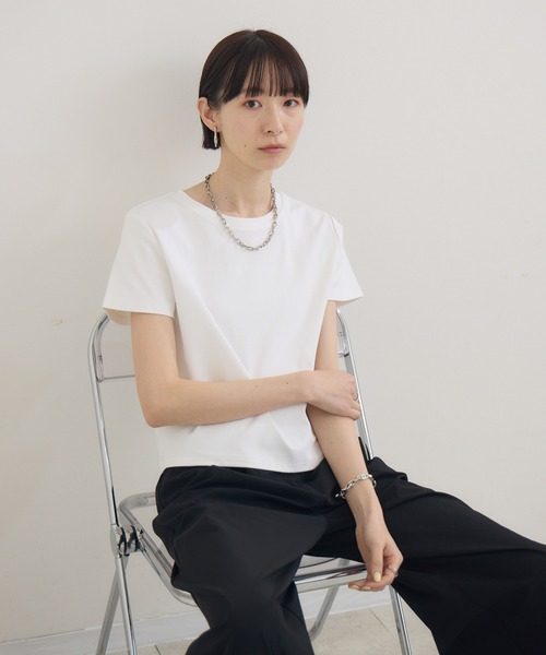 Paradise Picnic（パラダイスピクニック）の「cloche 肉感を拾わないコンパクトTee（Tシャツ/カットソー・レディース・ブルー/ホワイト/ブラック/オレンジ・FREE）」の9枚目の写真