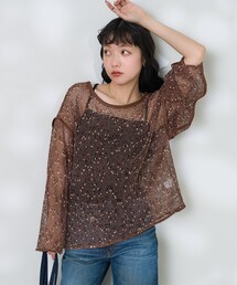 ネップメッシュトップス/シアートップス