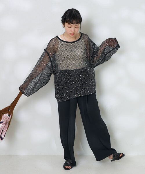 サブ♡ セール】ネップメッシュトップス/シアートップス（Tシャツ