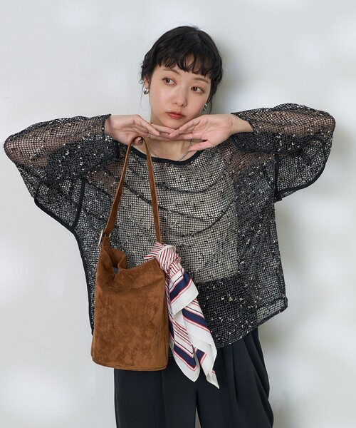 セール】ネップメッシュトップス/シアートップス（Tシャツ