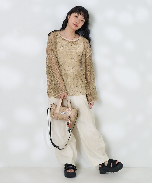 サブ♡ セール】ネップメッシュトップス/シアートップス（Tシャツ