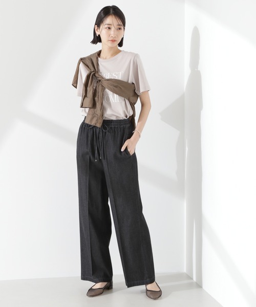 NANO universe（ナノユニバース）の「ライトデニムドロストセンタープレスパンツ(セットアップ可)（デニムパンツ・レディース・ネイビー/ブラック/ブルー・FREE）」の13枚目の写真