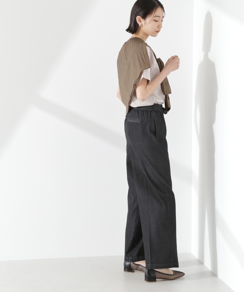 NANO universe（ナノユニバース）の「ライトデニムドロストセンタープレスパンツ(セットアップ可)（デニムパンツ・レディース・ネイビー/ブラック/ブルー・FREE）」の14枚目の写真