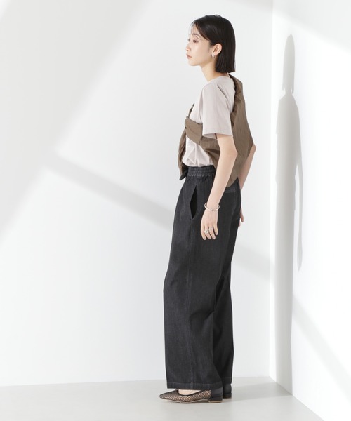 NANO universe（ナノユニバース）の「ライトデニムドロストセンタープレスパンツ(セットアップ可)（デニムパンツ・レディース・ネイビー/ブラック/ブルー・FREE）」の16枚目の写真