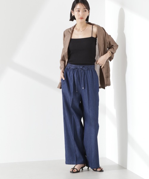 NANO universe（ナノユニバース）の「ライトデニムドロストセンタープレスパンツ(セットアップ可)（デニムパンツ・レディース・ネイビー/ブラック/ブルー・FREE）」の18枚目の写真