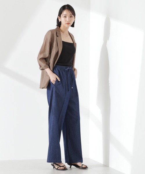 NANO universe（ナノユニバース）の「ライトデニムドロストセンタープレスパンツ(セットアップ可)（デニムパンツ・レディース・ネイビー/ブラック/ブルー・FREE）」の19枚目の写真