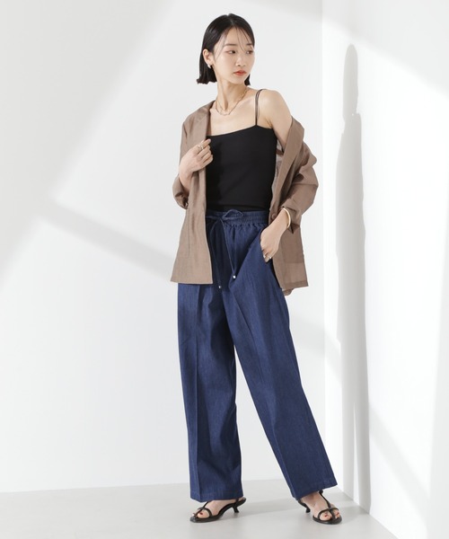 NANO universe（ナノユニバース）の「ライトデニムドロストセンタープレスパンツ(セットアップ可)（デニムパンツ・レディース・ネイビー/ブラック/ブルー・FREE）」の22枚目の写真