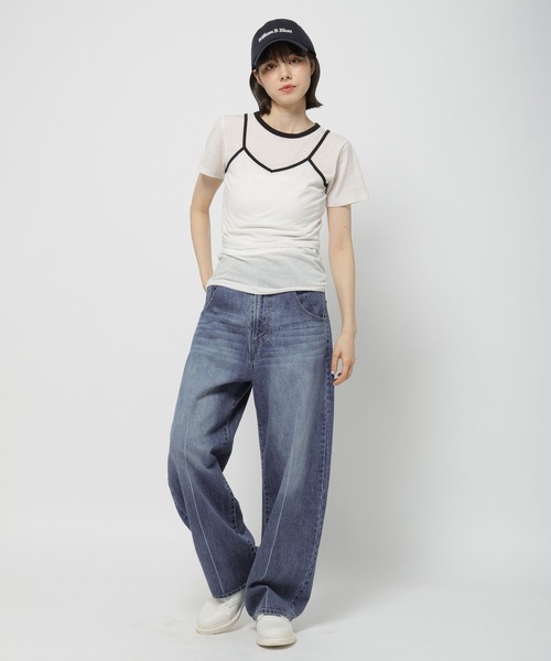 niko and...（ニコアンド）の「【WILLIAM B.ELIOTT】シアーレイヤードプルオーバー（Tシャツ/カットソー・レディース・オフホワイト/ブラウン・MEDIUM/LARGE）」の3枚目の写真