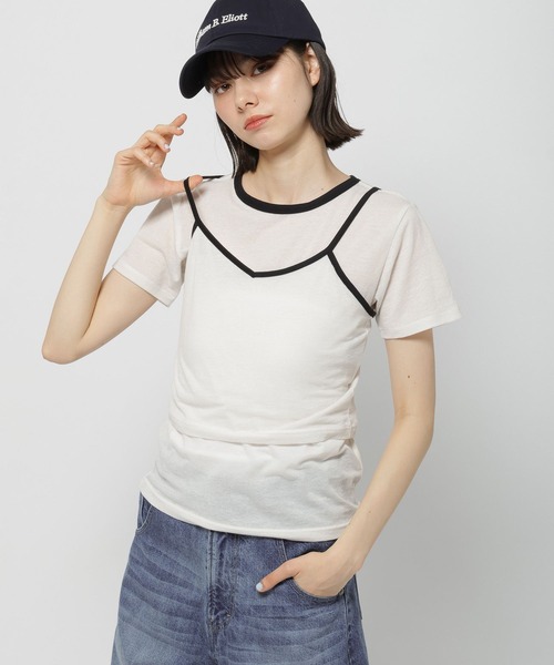 niko and...（ニコアンド）の「【WILLIAM B.ELIOTT】シアーレイヤードプルオーバー（Tシャツ/カットソー・レディース・オフホワイト/ブラウン・MEDIUM/LARGE）」の5枚目の写真