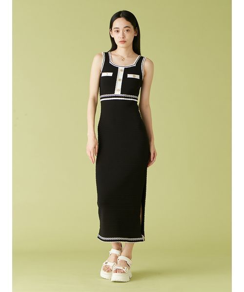 LILY BROWN×MARY QUANT デイジーボタンノースリーブニット LILY BROWN×MARY QUANT】デイジーボタンノースリーブニット