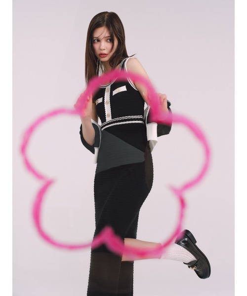 LILY BROWN×MARY QUANT デイジーボタンノースリーブニット LILY BROWN×MARY QUANT】デイジーボタンノースリーブニット