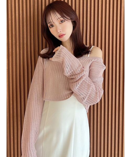 RESEXXY(リゼクシー)の「メッシュニットトップス(ニット/セーター・レディース・ホワイト/ピンク/ブラック・FREE)」の12枚目の写真