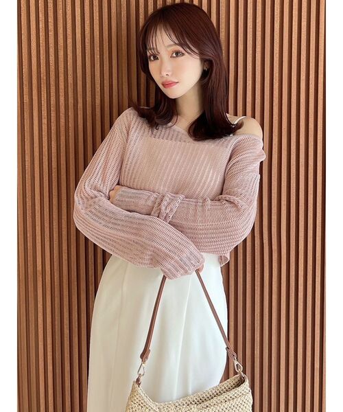 RESEXXY(リゼクシー)の「メッシュニットトップス(ニット/セーター・レディース・ホワイト/ピンク/ブラック・FREE)」の13枚目の写真