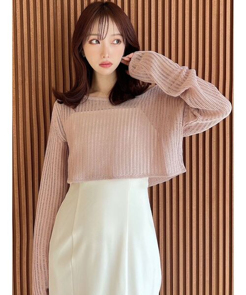 RESEXXY(リゼクシー)の「メッシュニットトップス(ニット/セーター・レディース・ホワイト/ピンク/ブラック・FREE)」の14枚目の写真