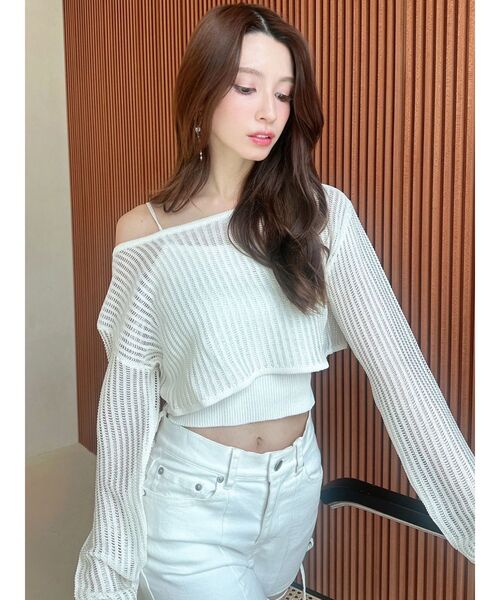 RESEXXY(リゼクシー)の「メッシュニットトップス(ニット/セーター・レディース・ホワイト/ピンク/ブラック・FREE)」の18枚目の写真