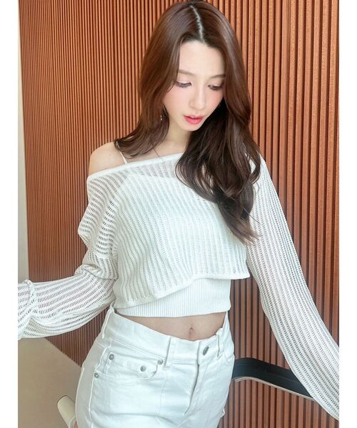 RESEXXY(リゼクシー)の「メッシュニットトップス(ニット/セーター・レディース・ホワイト/ピンク/ブラック・FREE)」の19枚目の写真