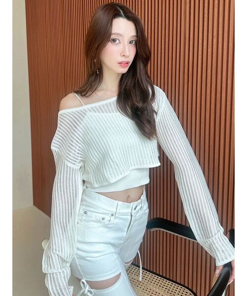 RESEXXY(リゼクシー)の「メッシュニットトップス(ニット/セーター・レディース・ホワイト/ピンク/ブラック・FREE)」の20枚目の写真