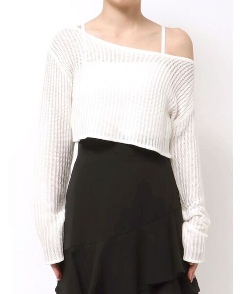 RESEXXY(リゼクシー)の「メッシュニットトップス(ニット/セーター・レディース・ホワイト/ピンク/ブラック・FREE)」の6枚目の写真