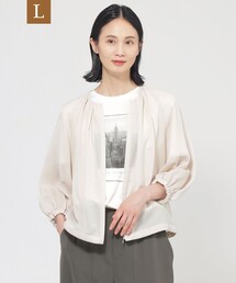 【L】【ウォッシャブル】麻調メッシュブルゾン
