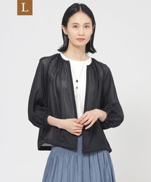 【L】【ウォッシャブル】麻調メッシュブルゾン