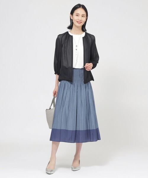 TRANS WORK(トランスワーク)の「【L】【ウォッシャブル】麻調メッシュブルゾン(ブルゾン・レディース・グレー系その他/ネイビー・44)」の4枚目の写真